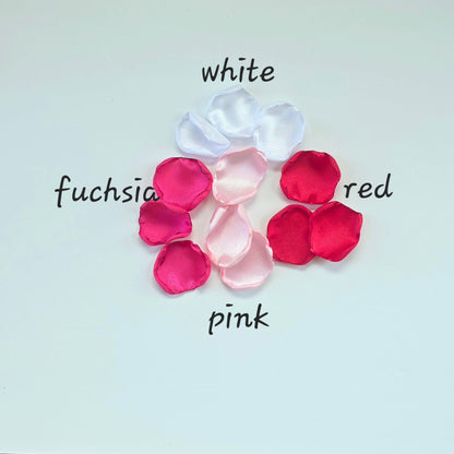 Red, fuchsia, pink and white rose petals for wedding aisle decor, flower girl toss, valentine date night tablescape decor, future bride color scheme ideas, confetti