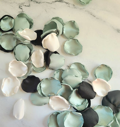 Dusty Sage & Black wedding Decor Rose Petals, Boho Flower Girl Petals, Fall Wedding Aisle Decorations, Confetti Scatter