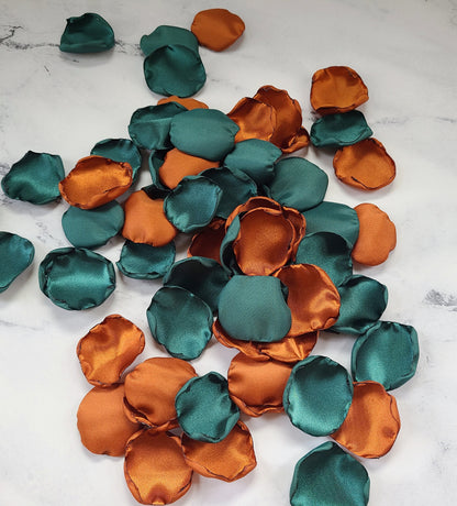 Emerald,Beige, Gold & Terracotta Wedding Decor Rose Petals, Fall Flower Girl Petals