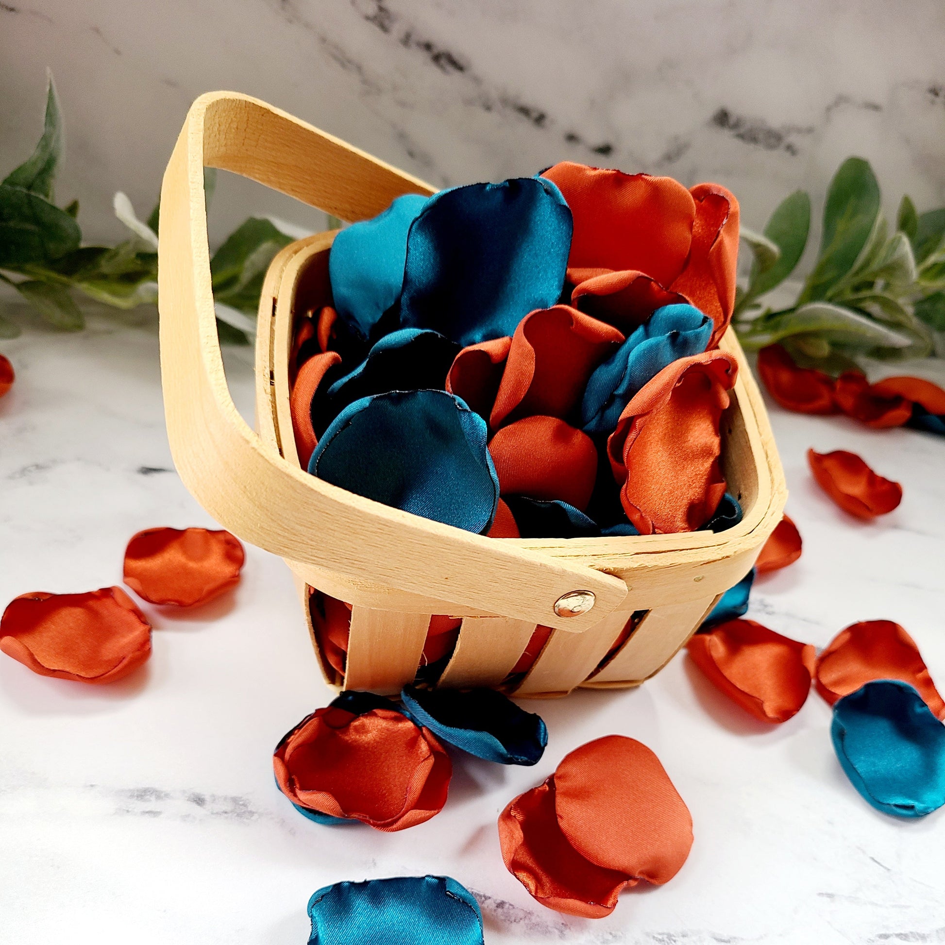 Teal, ivory & Rust Rose Petals for wedding aisle decor, flower girl petals, table confetti, Western wedding decor, Future Mrs bridal brunch decorations, wedding memory table, flower girl baskets, proposal boxes