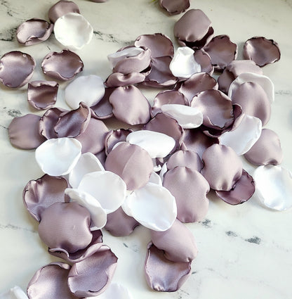 Dusty Purple Rose Petals, Wedding Decor Petals, White flower girl petals for baskets, wedding table decor, aisle decorations, confetti scatter, engagement photo props