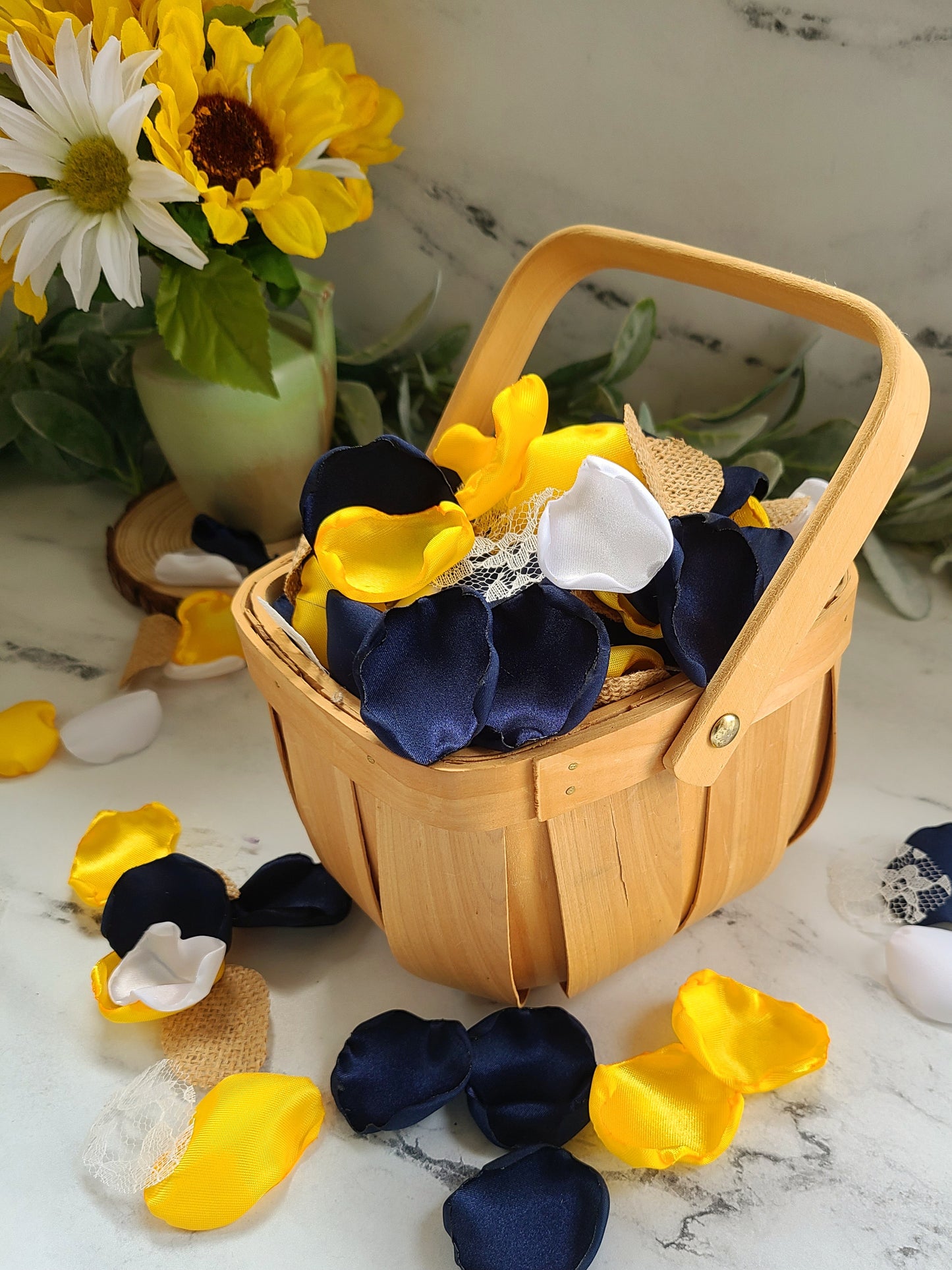 Rose Petals Rustic Flower Girl Basket